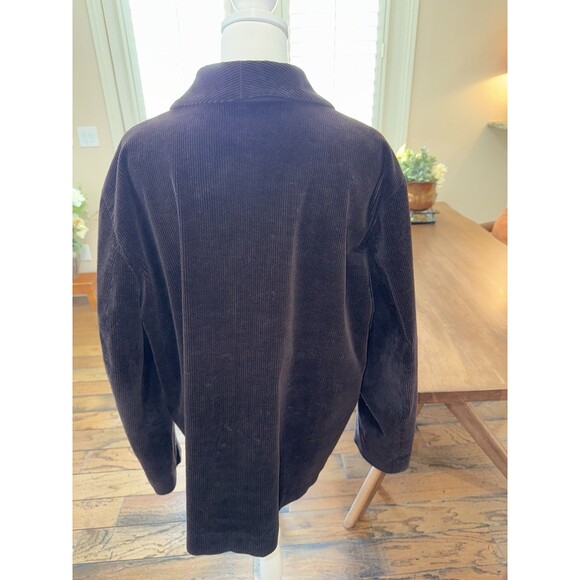 Eileen Fisher L Brown Corduroy Button Jacket Wide Wale Cotton Spandex Lined Coat - Picture 4 of 11